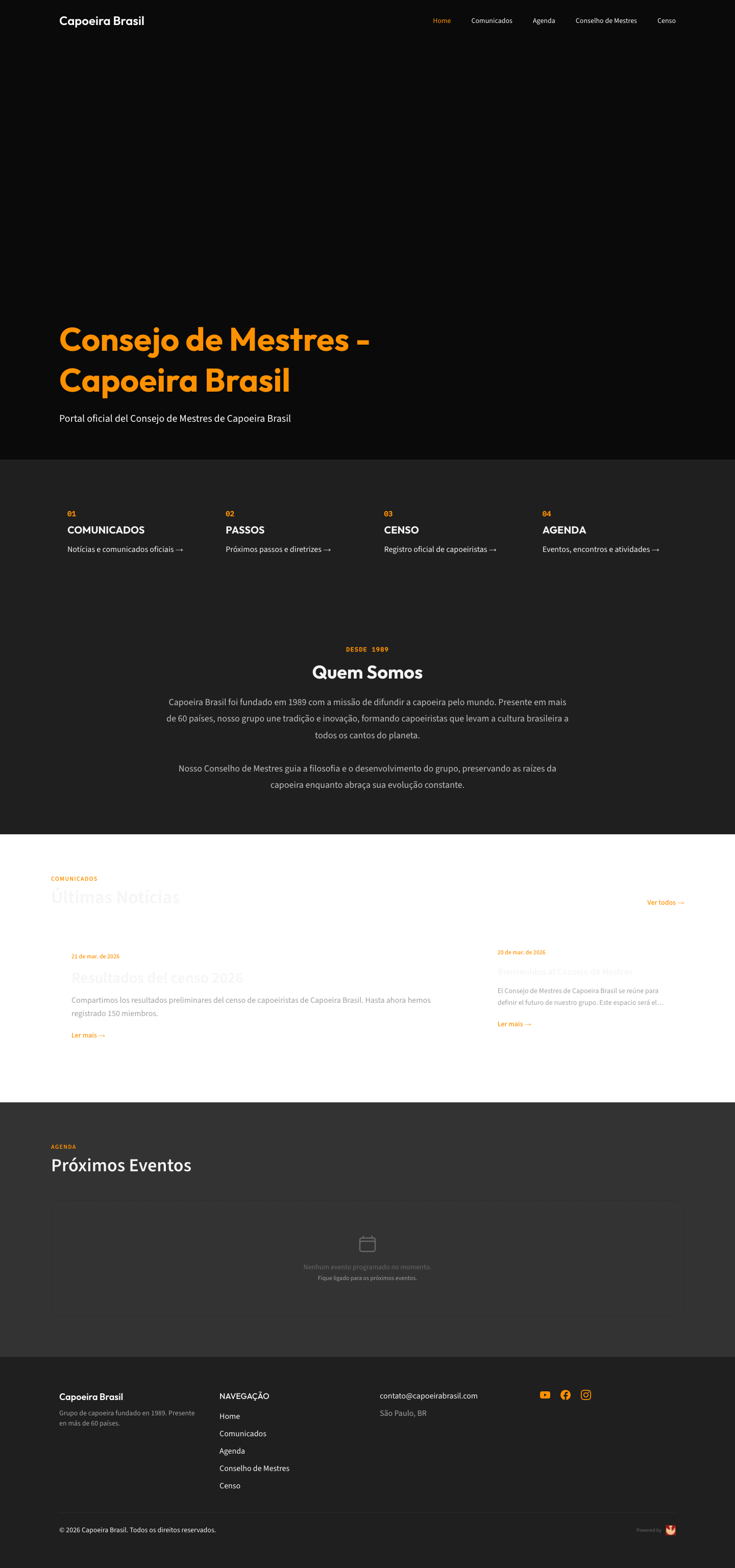 A published microsite home page showing the hero, the story block and the latest posts